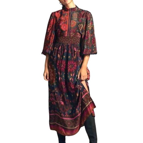 FARM Rio Dresses & Skirts - NEW Farm Rio Anthropologie Mock-Neck Midi Dress w/Pockets SALE